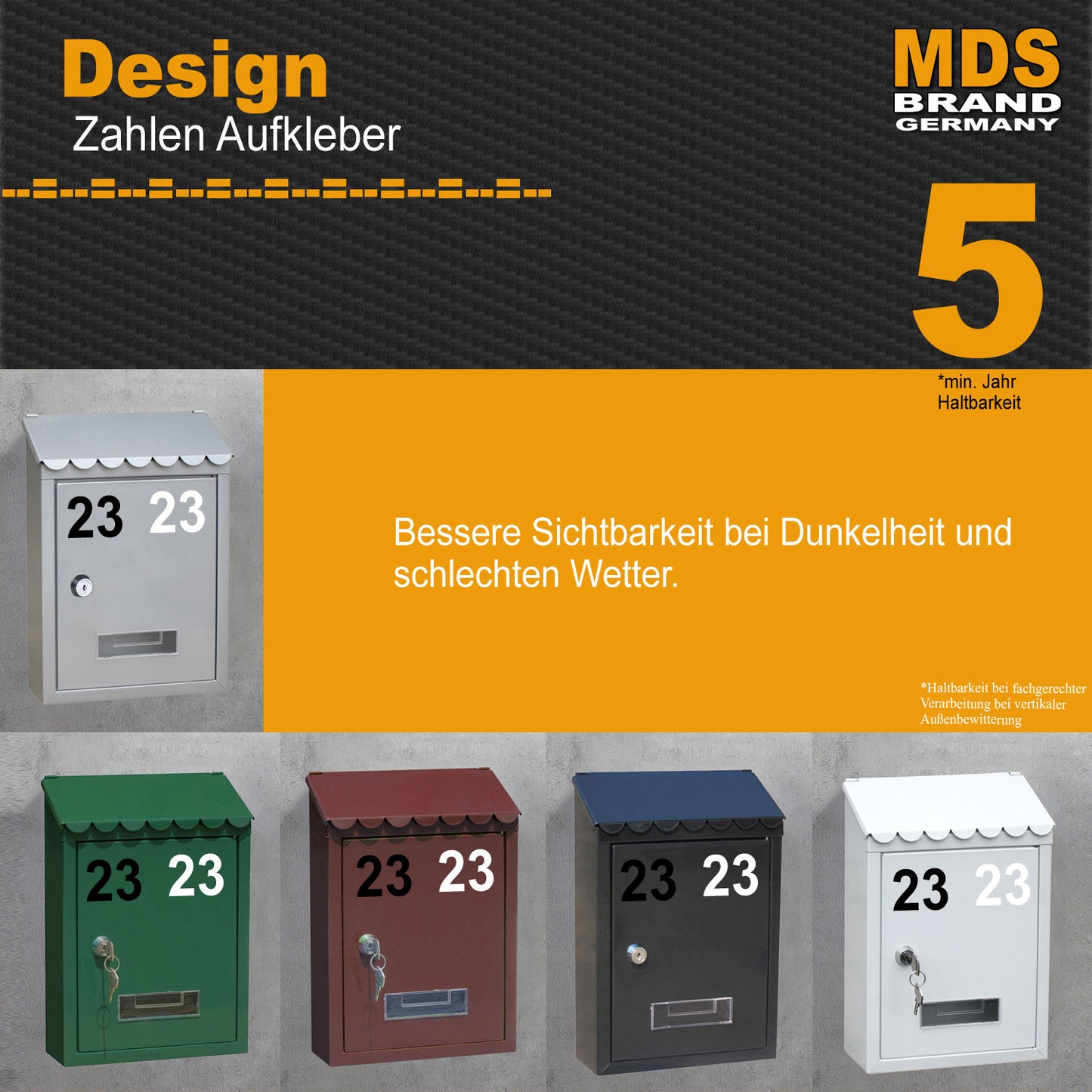 10cm Design Buchstaben Aufkleber Selbstklebende Klebebuchstaben | Wetterfest Alphabet zum Aufkleben für Briefkasten, Auto, Mülltonne, Vinyl Buchstaben für Außen & Innen Schwarz