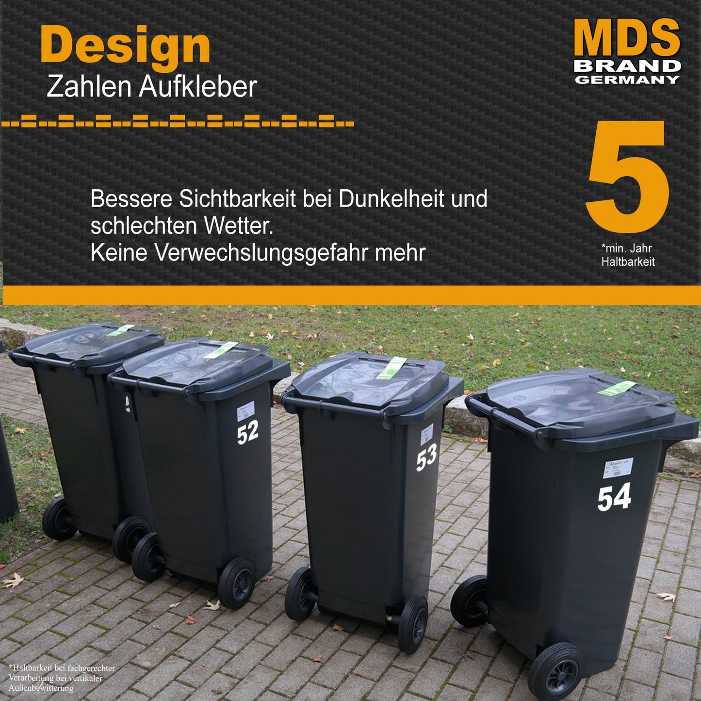 Design 20cm Zahlen Aufkleber | Selbstklebende hausnummern zum aufkleben | Klebezahlen für Mülltonne, Briefkasten & Hausnummer | Optimal für Außen & Innen, klebeziffer sind Weiss Schwarz