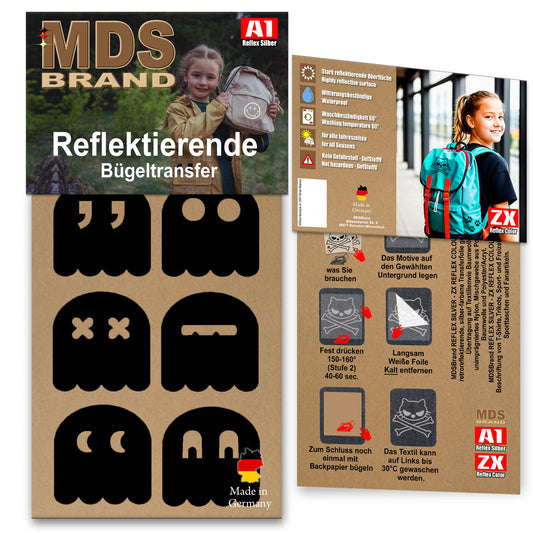 Reflektierende Kleidung Aufbügler Set - P-Man - Hohe Sichtbarkeit - Optimierte Haftung für Kleidung oder Schulranzen