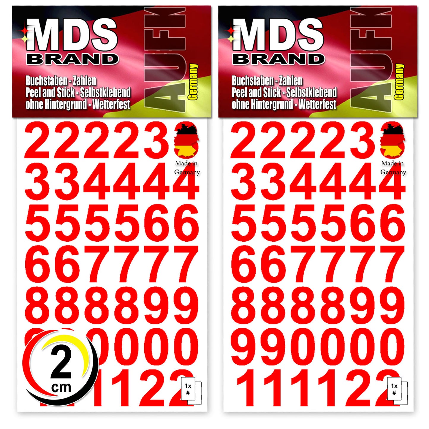 Design 2cm Zahlen Aufkleber | Selbstklebende Klebezahlen | Vinyl Hausnummern zum Aufkleben für Briefkasten, Mülltonnen Aufkleber, Buro Aufkleber, Zahlen für Außen & Innen