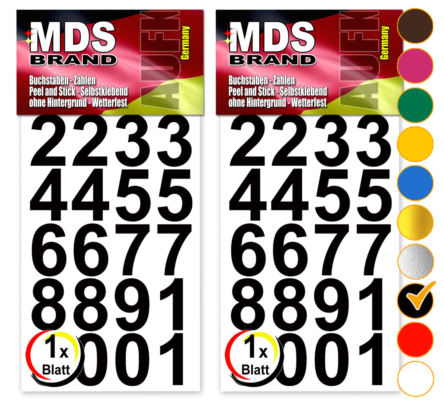 Design 3cm Zahlen Aufkleber | Selbstklebende Klebezahlen | Vinyl Hausnummern zum Aufkleben für Briefkasten, Mülltonnen Aufkleber, Buro Aufkleber, Zahlen für Außen & Innen