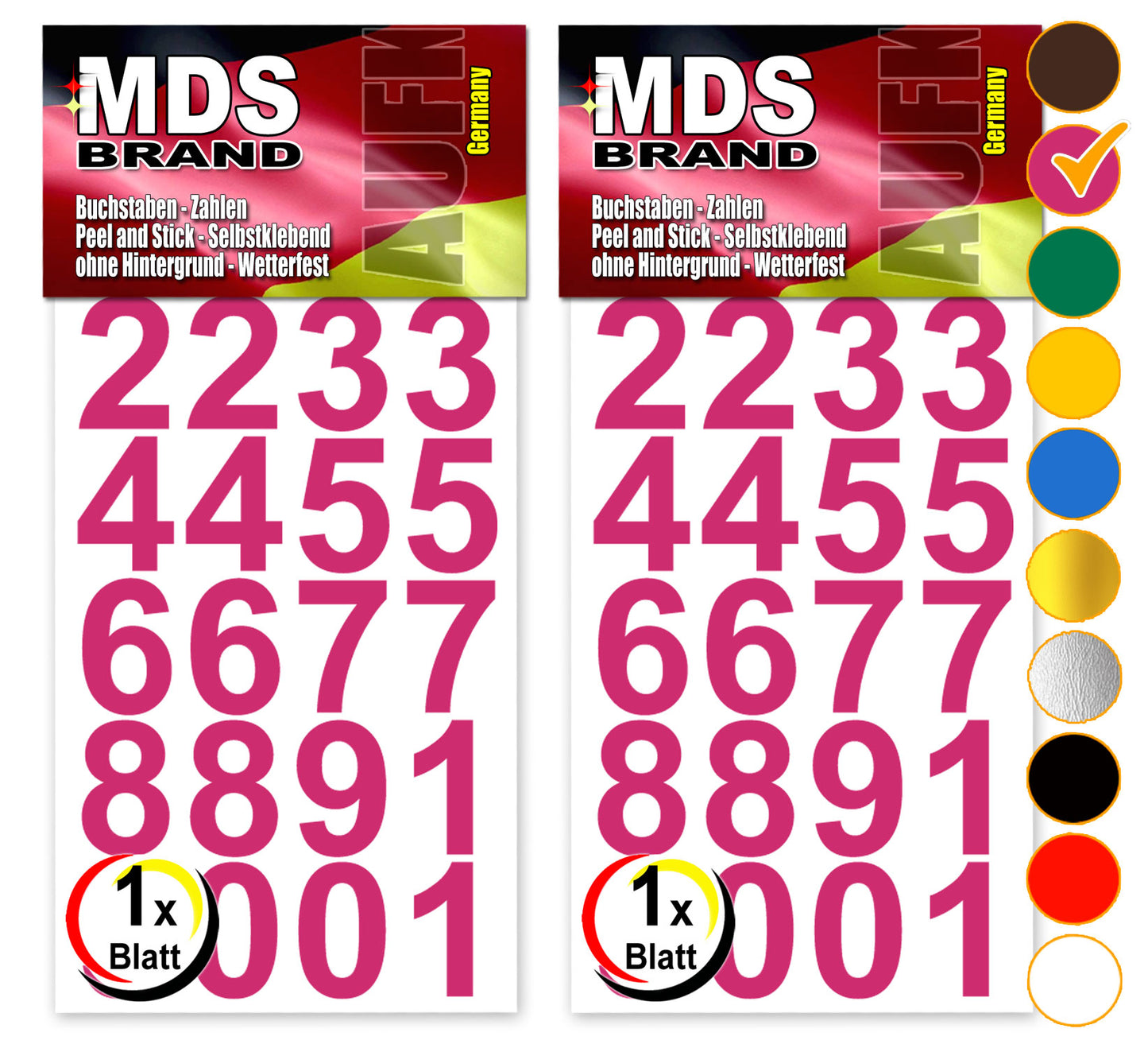 Design 3cm Zahlen Aufkleber | Selbstklebende Klebezahlen | Vinyl Hausnummern zum Aufkleben für Briefkasten, Mülltonnen Aufkleber, Buro Aufkleber, Zahlen für Außen & Innen