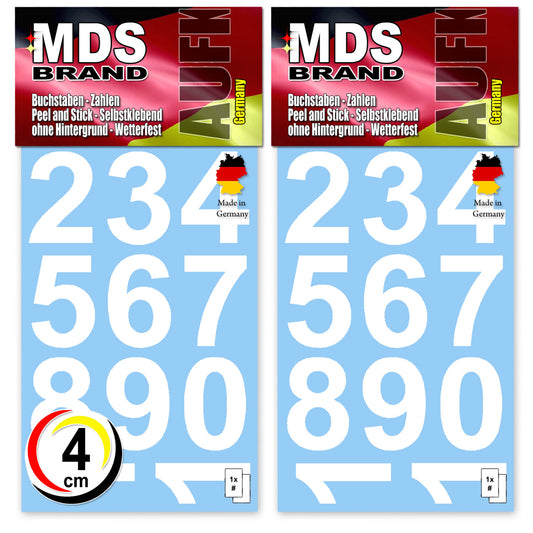 Design 4cm Zahlen Aufkleber | Selbstklebende Klebezahlen | Vinyl Hausnummern zum Aufkleben für Briefkasten, Mülltonnen Aufkleber, Buro Aufkleber, Zahlen für Außen & Innen