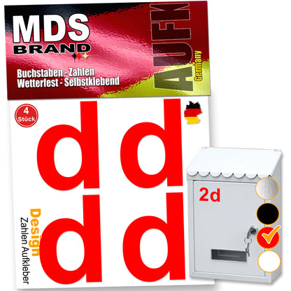 5cm Design Zahlen Aufkleber Selbstklebende Klebezahlen | Vinyl Hausnummern zum Aufkleben für Briefkasten, Mülltonnen, Hausnummer für Außen & Innen Rot