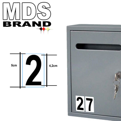24x Post 5cm Zahlen Aufkleber 2X/Satz 0-9 Selbstklebende Wetterfest Klebezahlen für Briefkasten, Mülltonne & Hausnummeren Aufkleber für Außen & Innen