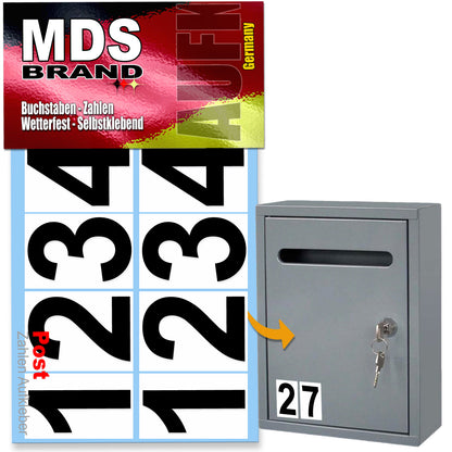 24x Post 5cm Zahlen Aufkleber 2X/Satz 0-9 Selbstklebende Wetterfest Klebezahlen für Briefkasten, Mülltonne & Hausnummeren Aufkleber für Außen & Innen