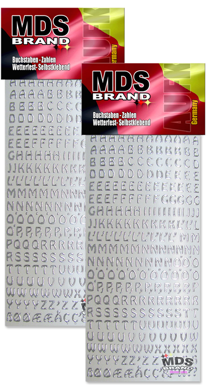 8mm Buchstaben Aufkleber A-Z, Schriftgröße ca. 8 mm, selbstklebend, wetterfest, klein, Nummer Ziffer KlebeBuchstaben Sticker Hausnummern aus Folie zum Aufkleben