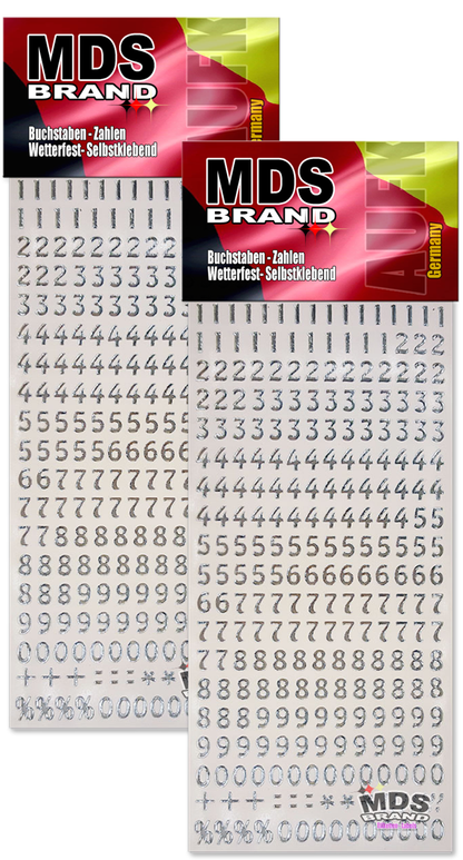 8mm Zahlen Aufkleber 0-9, Schriftgröße ca. 8 mm, selbstklebend, wetterfest, klein, Nummer Ziffer Klebezahlen Sticker Hausnummern aus Folie zum Aufkleben