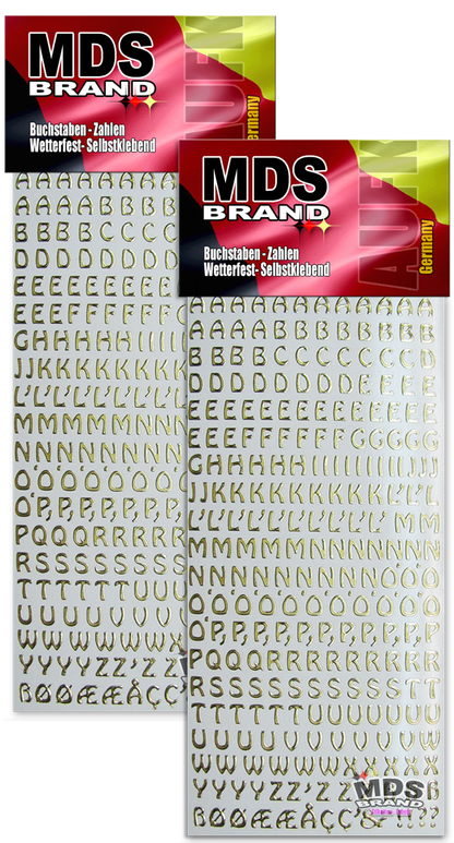 8mm Buchstaben Aufkleber A-Z, Schriftgröße ca. 8 mm, selbstklebend, wetterfest, klein, Nummer Ziffer KlebeBuchstaben Sticker Hausnummern aus Folie zum Aufkleben