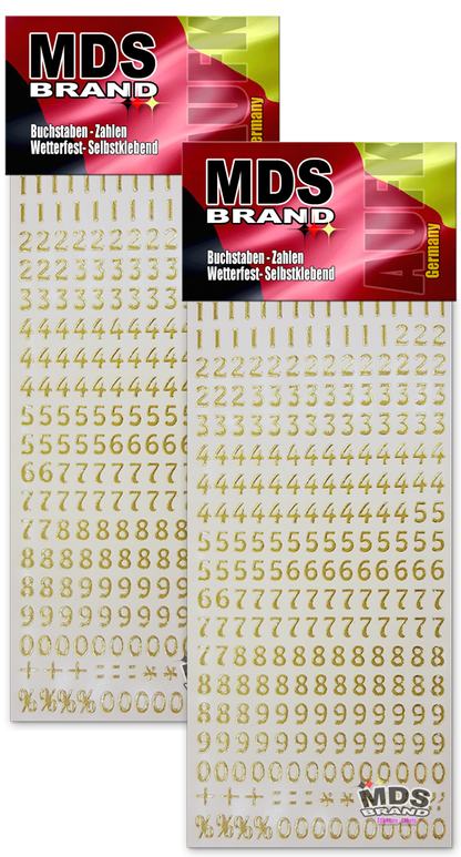 8mm Zahlen Aufkleber 0-9, Schriftgröße ca. 8 mm, selbstklebend, wetterfest, klein, Nummer Ziffer Klebezahlen Sticker Hausnummern aus Folie zum Aufkleben
