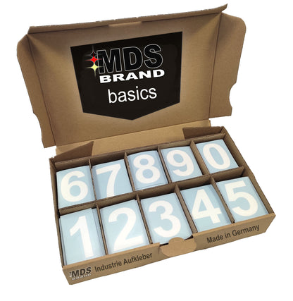 Basics Big Box, 5cm Zahlen Aufkleber, Glänzend, 100 & 200 Stück, Zahlen zum aufkleben, Wetterfest klebezahlen