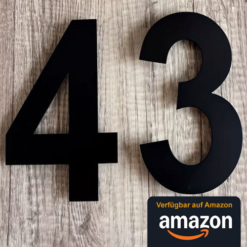 Metzler Hausnummer aus massivem Stahl in Anthrazit - RAL 7016 Anthrazitgrau Feinstruktur Pulverbeschichtet - Schrift Arial - Höhe 20 cm