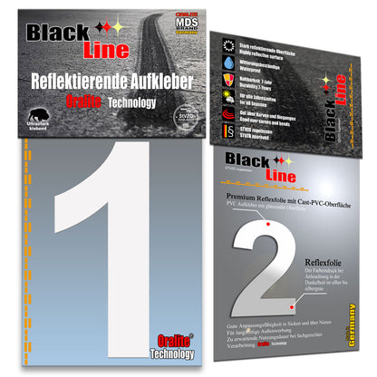 10cm Reflektierende Zahlen Aufkleber | LKW Marking Grade Reflektoren für Hausnummer & Mülltonnen Aufkleber Weiss Weiss