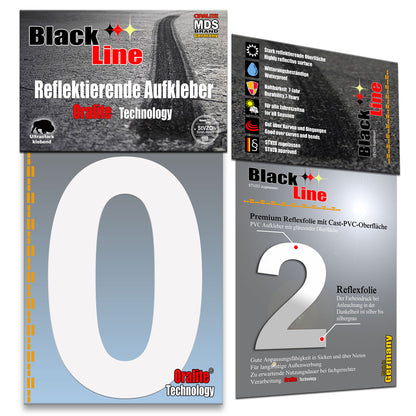 10cm Reflektierende Zahlen Aufkleber | LKW Marking Grade Reflektoren für Hausnummer & Mülltonnen Aufkleber Weiss Weiss