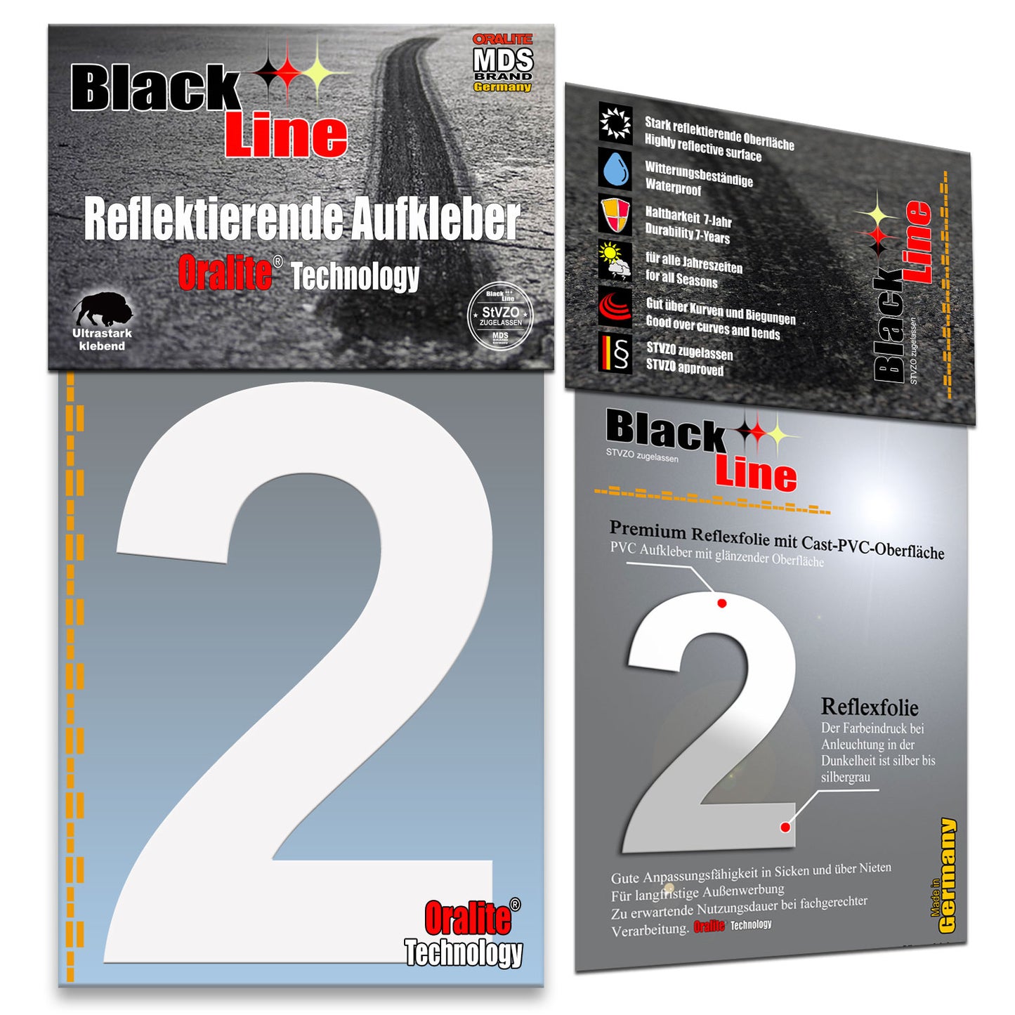 10cm Reflektierende Zahlen Aufkleber | LKW Marking Grade Reflektoren für Hausnummer & Mülltonnen Aufkleber Weiss Weiss