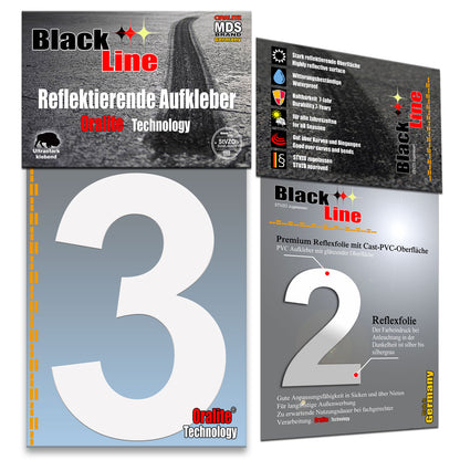 10cm Reflektierende Zahlen Aufkleber | LKW Marking Grade Reflektoren für Hausnummer & Mülltonnen Aufkleber Weiss Weiss