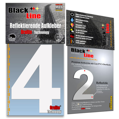 10cm Reflektierende Zahlen Aufkleber | LKW Marking Grade Reflektoren für Hausnummer & Mülltonnen Aufkleber Weiss Weiss