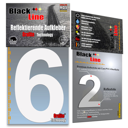 10cm Reflektierende Zahlen Aufkleber | LKW Marking Grade Reflektoren für Hausnummer & Mülltonnen Aufkleber Weiss Weiss