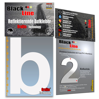 10cm Reflektierende Zahlen Aufkleber | LKW Marking Grade Reflektoren für Hausnummer & Mülltonnen Aufkleber Weiss Weiss