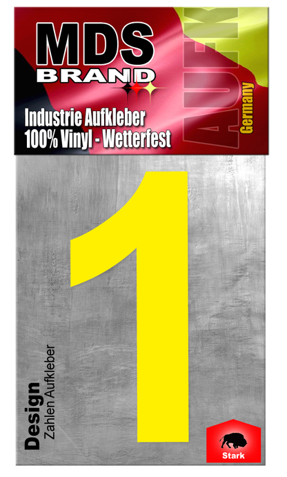 Design 20cm Zahlen Aufkleber GELB | Selbstklebende hausnummern zum aufkleben | Klebezahlen für Mülltonne, Briefkasten & Hausnummer | Optimal für Außen & Innen, klebeziffer