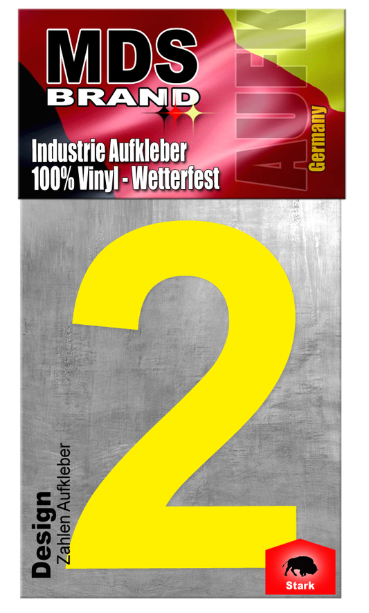 Design 20cm Zahlen Aufkleber GELB | Selbstklebende hausnummern zum aufkleben | Klebezahlen für Mülltonne, Briefkasten & Hausnummer | Optimal für Außen & Innen, klebeziffer