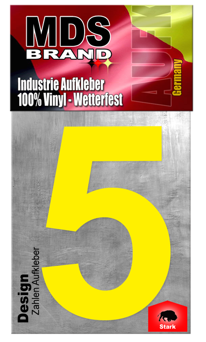 Design 20cm Zahlen Aufkleber GELB | Selbstklebende hausnummern zum aufkleben | Klebezahlen für Mülltonne, Briefkasten & Hausnummer | Optimal für Außen & Innen, klebeziffer