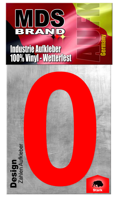 Design 20cm Zahlen Aufkleber ROT | Selbstklebende hausnummern zum aufkleben | Klebezahlen für Mülltonne, Briefkasten & Hausnummer | Optimal für Außen & Innen, klebeziffer