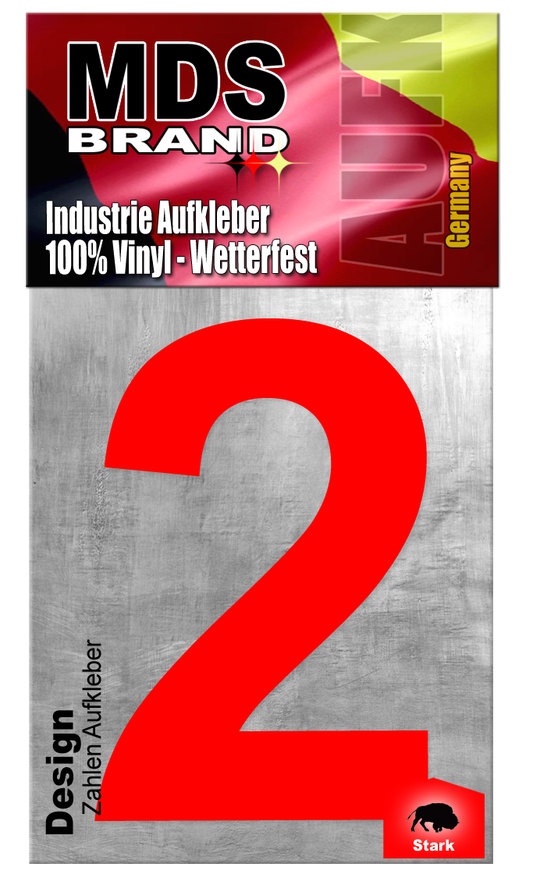 Design 20cm Zahlen Aufkleber ROT | Selbstklebende hausnummern zum aufkleben | Klebezahlen für Mülltonne, Briefkasten & Hausnummer | Optimal für Außen & Innen, klebeziffer