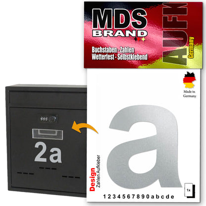 Design 10cm Zahlen Aufkleber, Selbstklebende Klebezahlen für Briefkasten, Mülltonne, Hausnummer Aufkleber für Außen & Innen Silber