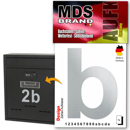 Design 10cm Zahlen Aufkleber, Selbstklebende Klebezahlen für Briefkasten, Mülltonne, Hausnummer Aufkleber für Außen & Innen Silber
