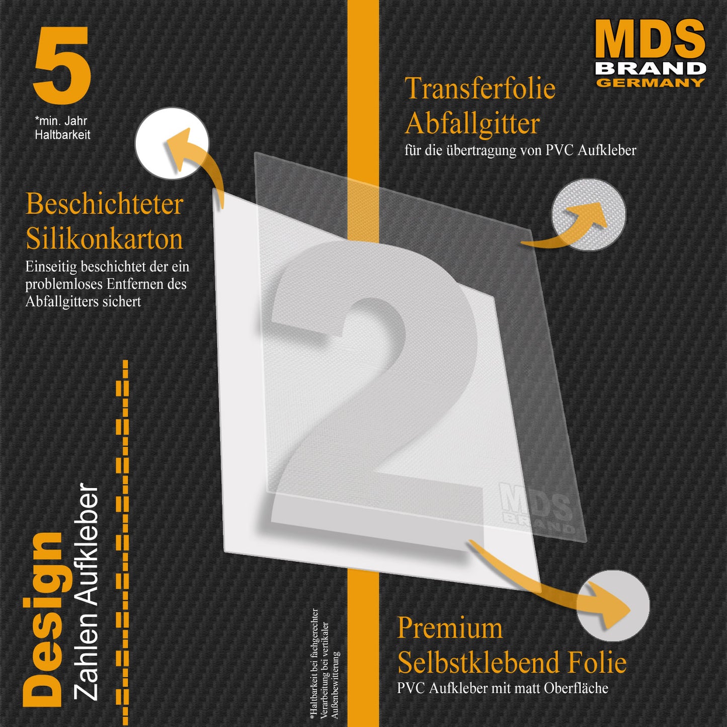 Design 10cm Zahlen Aufkleber, Selbstklebende Klebezahlen für Briefkasten, Mülltonne, Hausnummer Aufkleber für Außen & Innen Silber