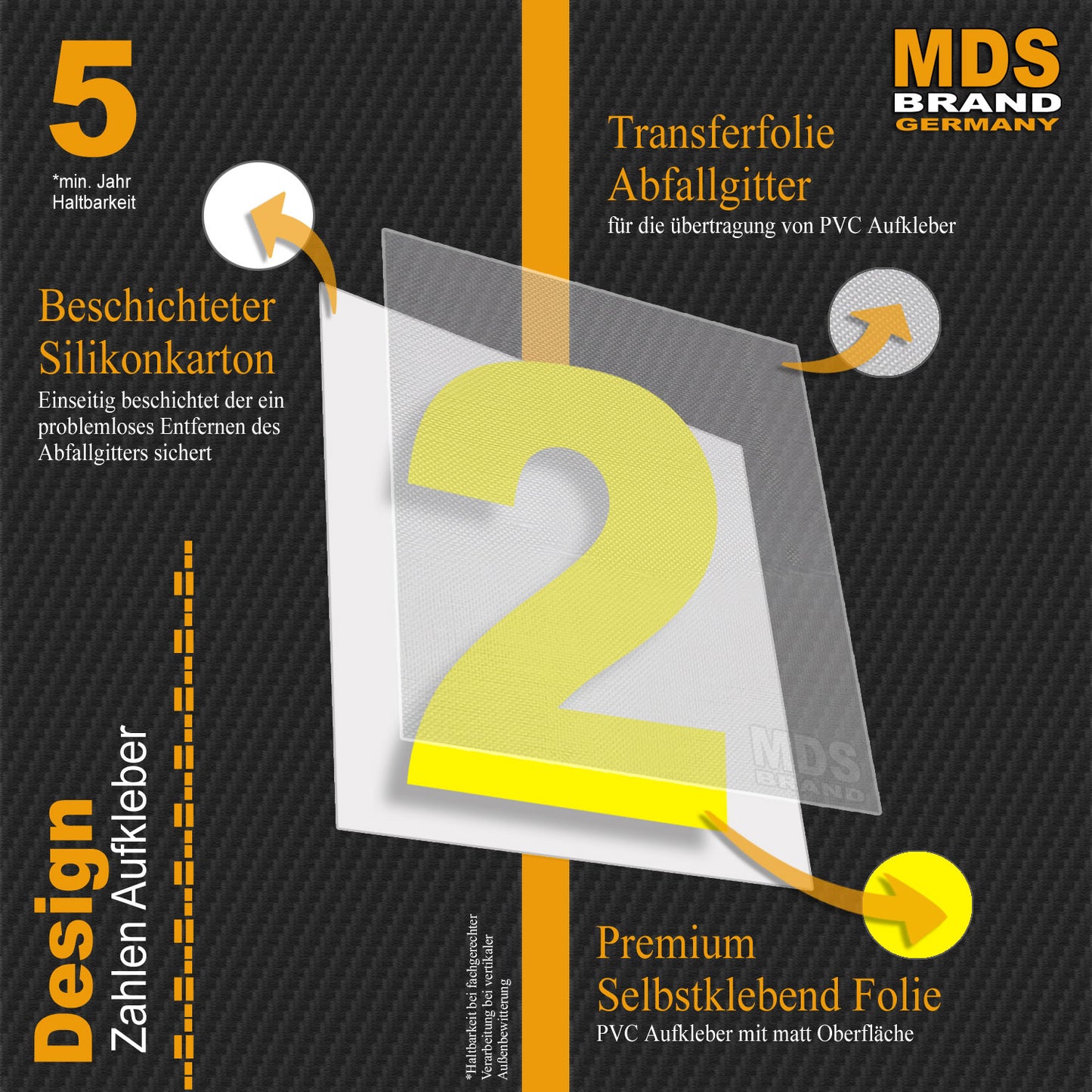 Design 15cm Zahlen Aufkleber Selbstklebende Klebezahlen für Briefkasten, Mülltonne & Hausnummeren Aufkleber für Außen & Innen Gelb