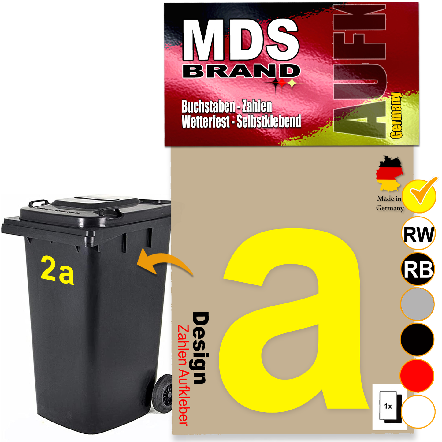 Design 15cm Zahlen Aufkleber Selbstklebende Klebezahlen für Briefkasten, Mülltonne & Hausnummeren Aufkleber für Außen & Innen Gelb