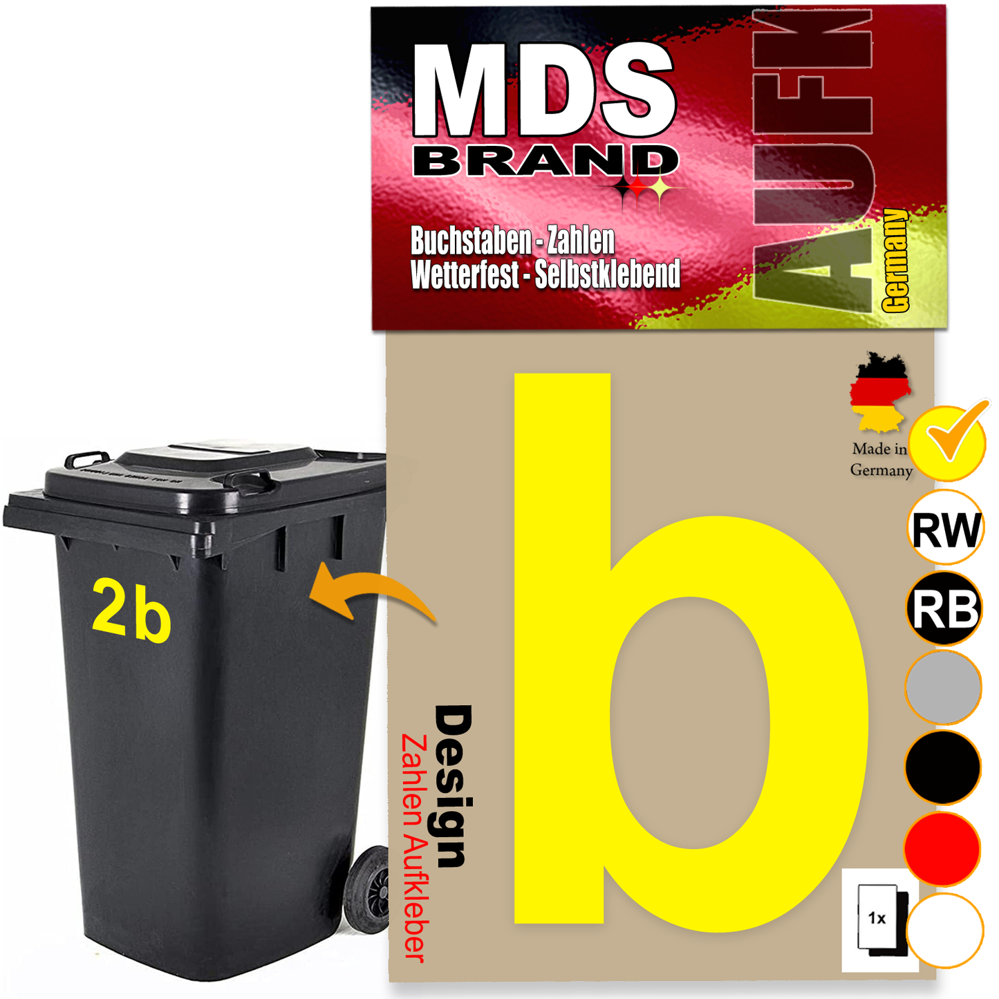 Design 15cm Zahlen Aufkleber Selbstklebende Klebezahlen für Briefkasten, Mülltonne & Hausnummeren Aufkleber für Außen & Innen Gelb