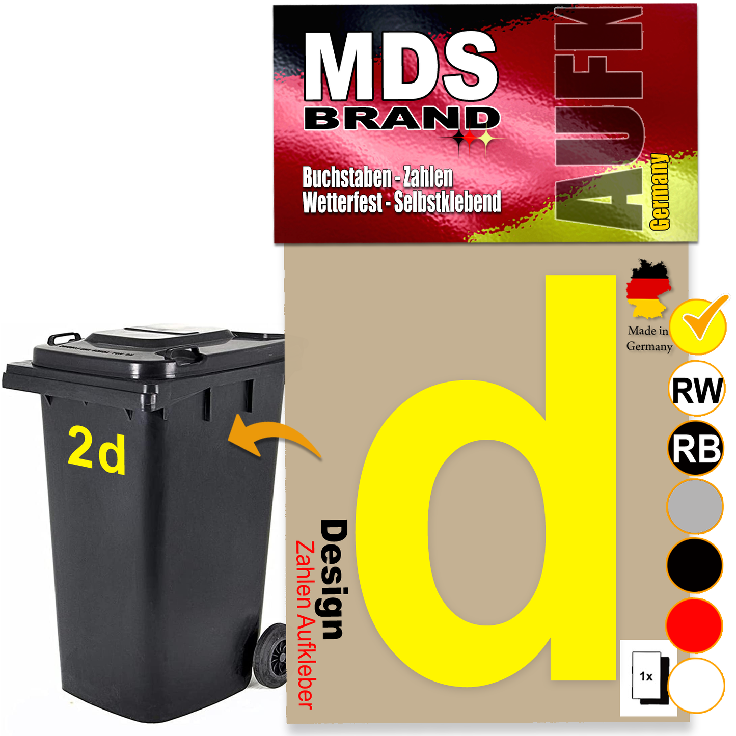 Design 15cm Zahlen Aufkleber Selbstklebende Klebezahlen für Briefkasten, Mülltonne & Hausnummeren Aufkleber für Außen & Innen Gelb