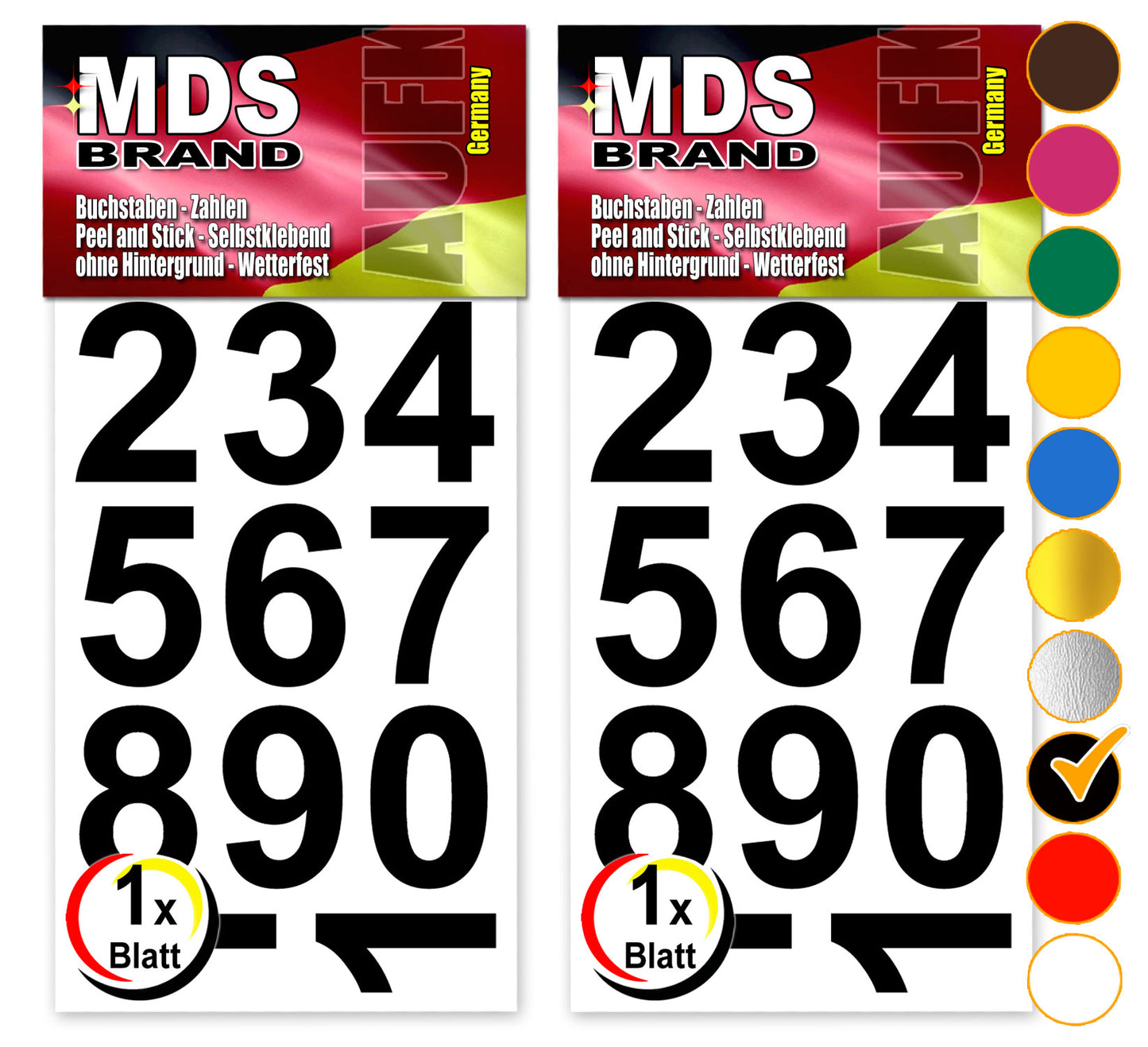 Design 4cm Zahlen Aufkleber | Selbstklebende Klebezahlen | Vinyl Hausnummern zum Aufkleben für Briefkasten, Mülltonnen Aufkleber, Buro Aufkleber, Zahlen für Außen & Innen
