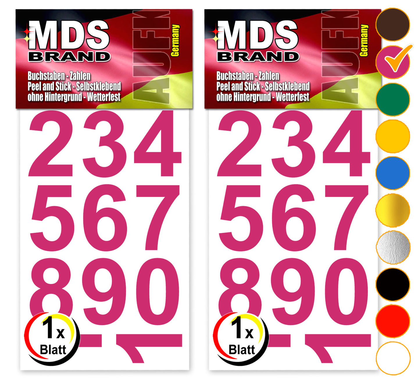 Design 4cm Zahlen Aufkleber | Selbstklebende Klebezahlen | Vinyl Hausnummern zum Aufkleben für Briefkasten, Mülltonnen Aufkleber, Buro Aufkleber, Zahlen für Außen & Innen