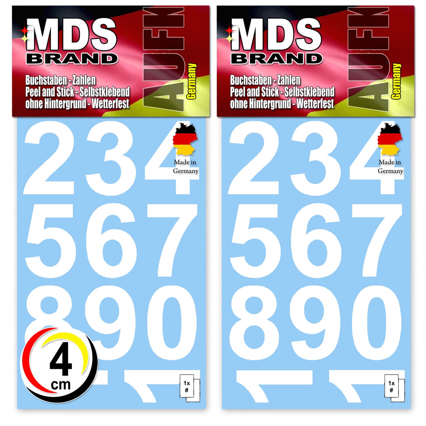Design 4cm Zahlen Aufkleber | Selbstklebende Klebezahlen | Vinyl Hausnummern zum Aufkleben für Briefkasten, Mülltonnen Aufkleber, Buro Aufkleber, Zahlen für Außen & Innen